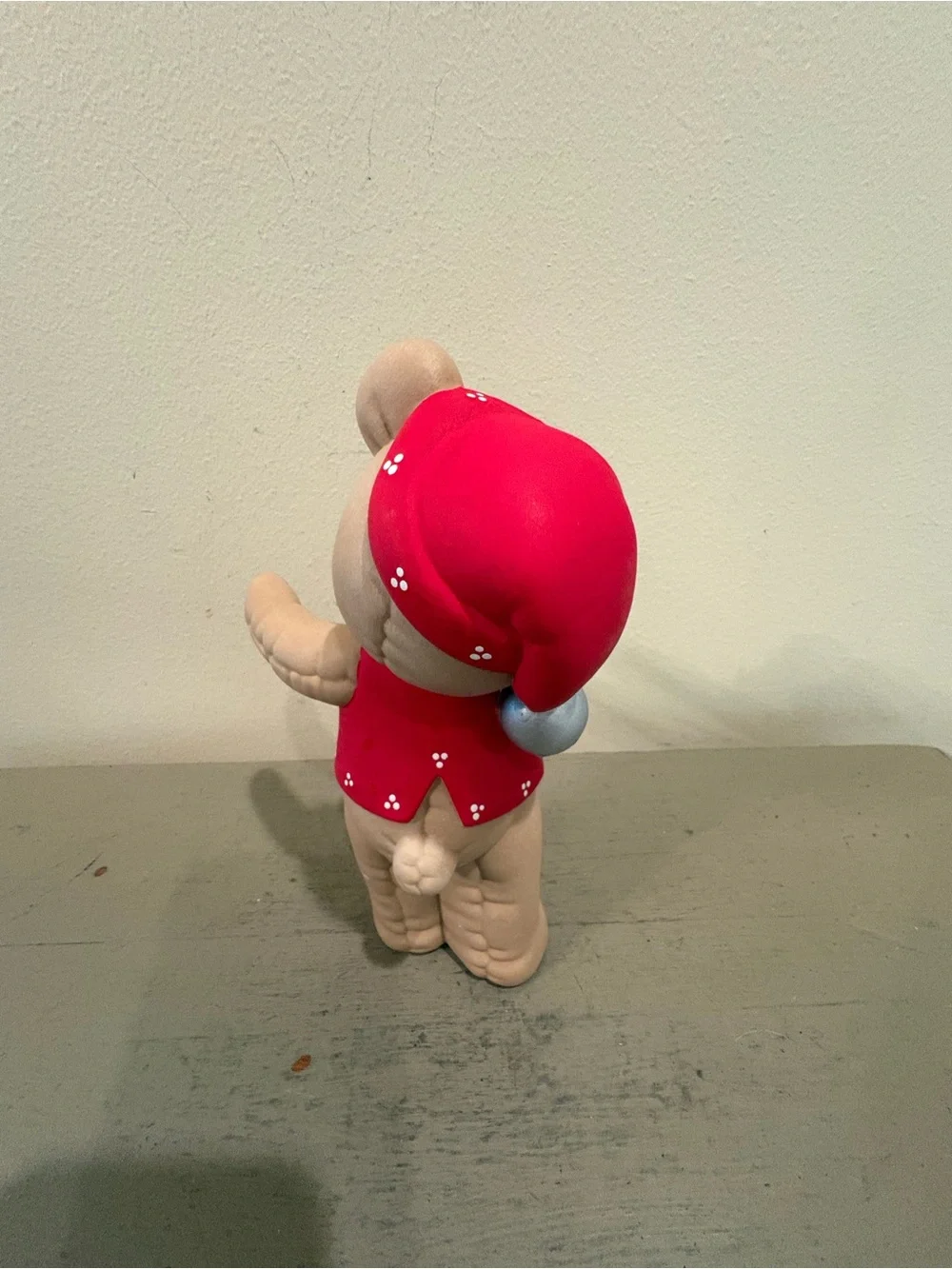 VTG Kimple Hand Painted Ceramic Holiday Quilted Teddy Bear